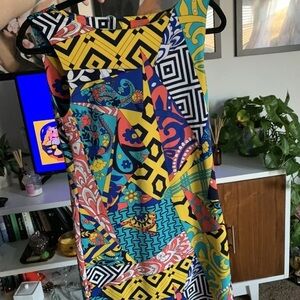 Tracy Negoshian Women's retro Stretch Dress Size XS geometric yellow blue summer